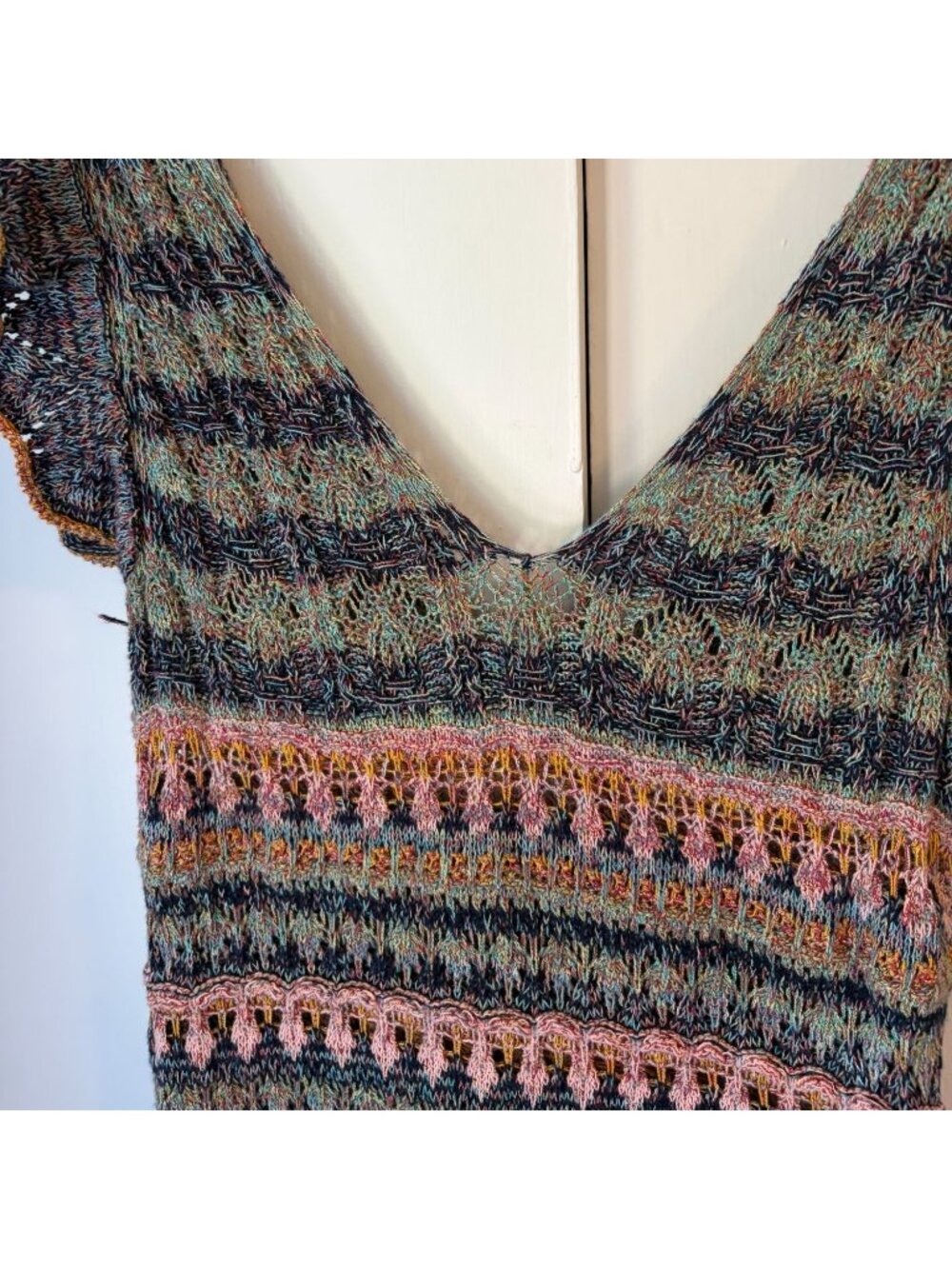 Zara Pointelle Knit Maxi Dress Multicolor Size L - Picture 3 of 6